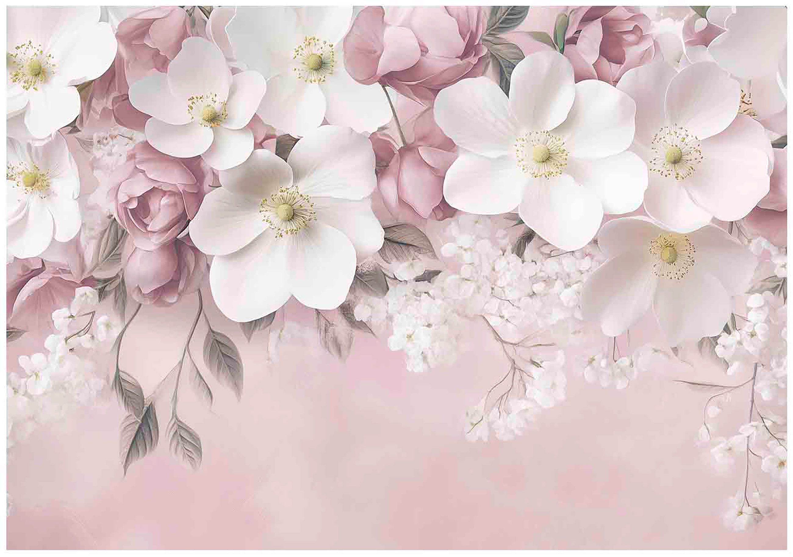 Wallarena Fototapete Blumen Rosa Blätter Vlies Tapete Wohnzimmer Schlafzimm günstig online kaufen