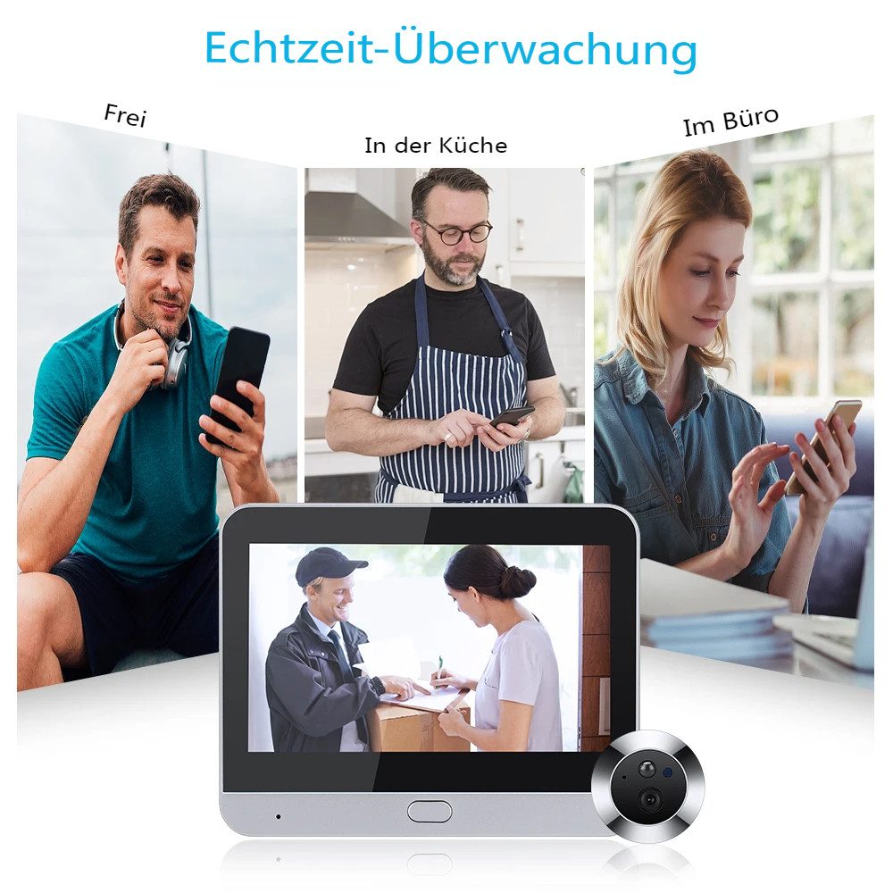 Insma Video-Türsprechanlage Videotürklingel Video Doorbell Wireless Außenkamera 1080P Türspion (mit türöffner, 4,3" Touchscreen und 120° Weitwinkel Kamera)