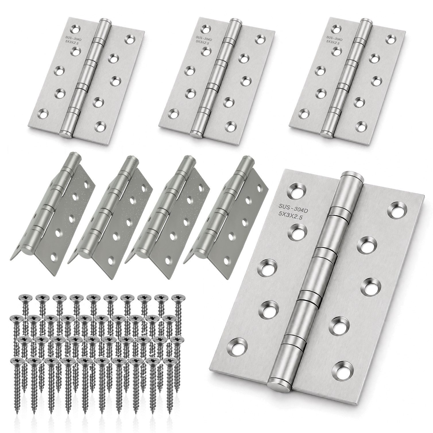 HOOZ Türbeschlag Scharniere Klappbar 304 Edelstahl 125mm – Kugelgelagert – Set (Set, 8 St., 8 Scharniere inkl. Edelstahlschrauben), 315° Öffnungswinkel, Schwerlast-Ausführung, rostfrei, inkl. Schrauben