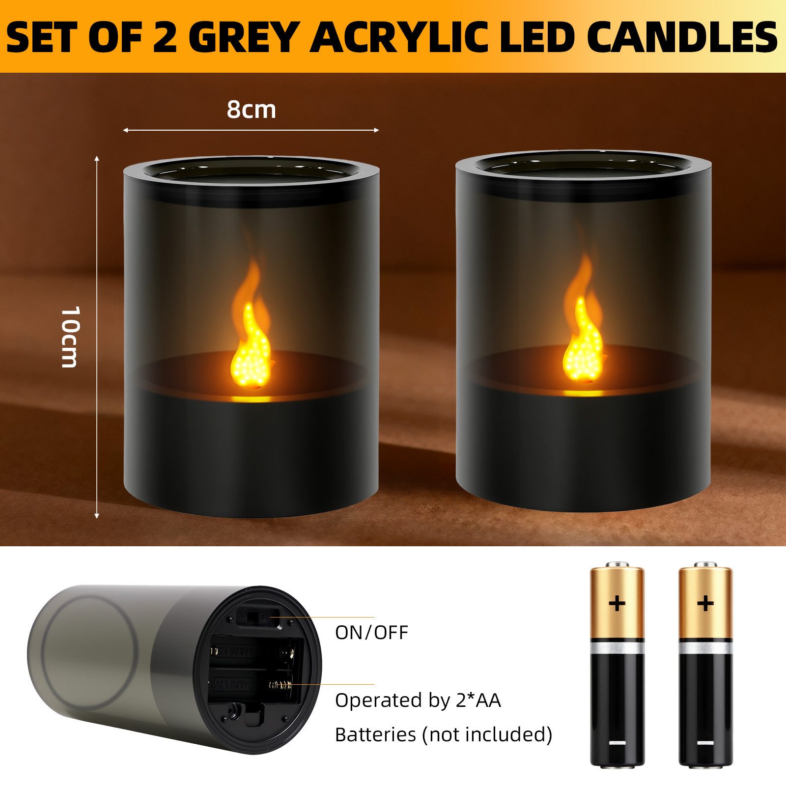 OZAVO LED-Kerze 2er Set Flammenlose LED Kerzen flackernde Flammenkerze, Dekorative Kerzen für Zimmer, Partys und Weihnachtsdekoration