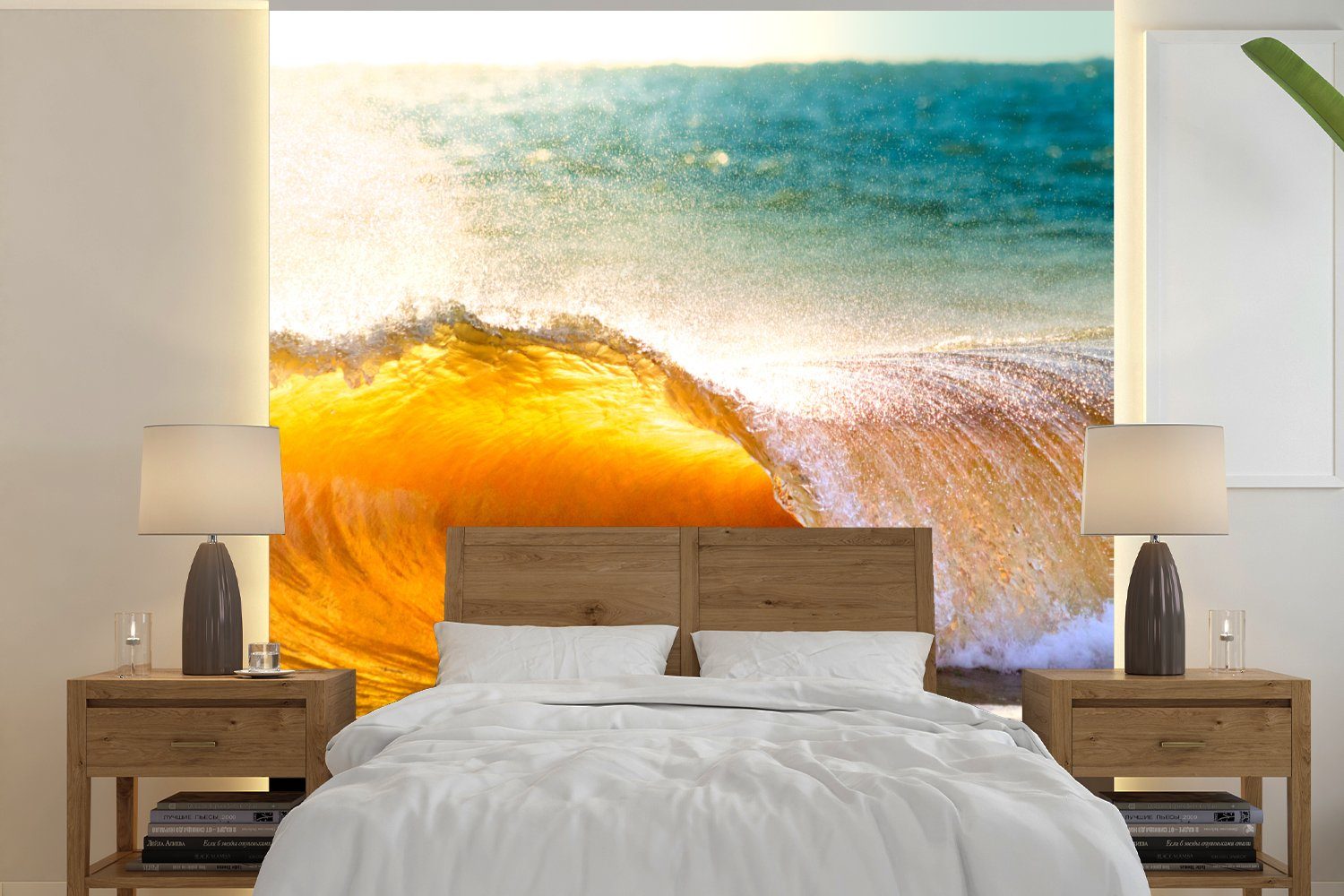 MuchoWow Fototapete Strand - Meer - Golf, Matt, bedruckt, (4 St), Vliestapete für Wohnzimmer Schlafzimmer Küche, Fototapete