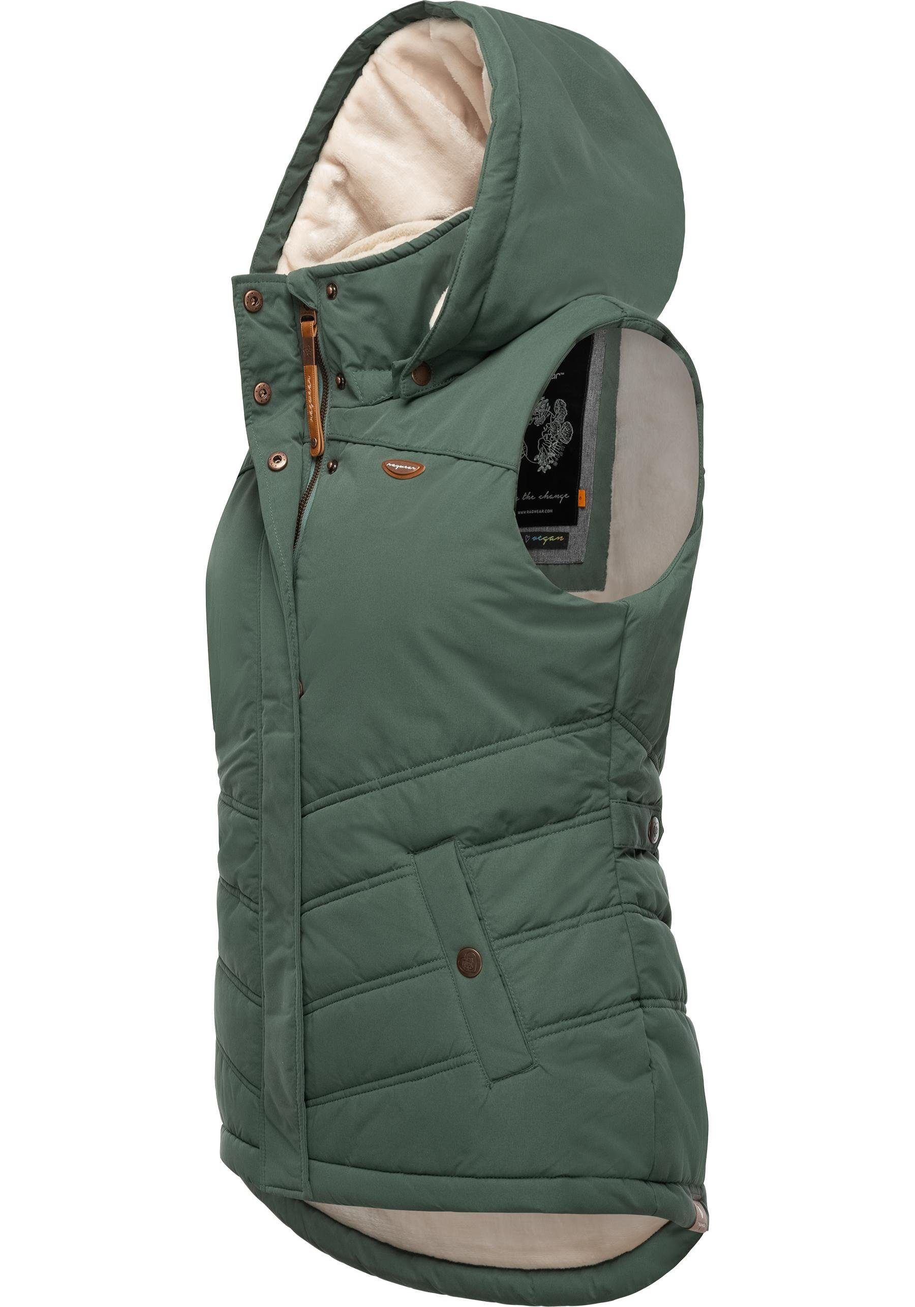 Ragwear Steppweste Hesty Wasserdichte Outdoor-Weste mit abnehmbarer Kapuze