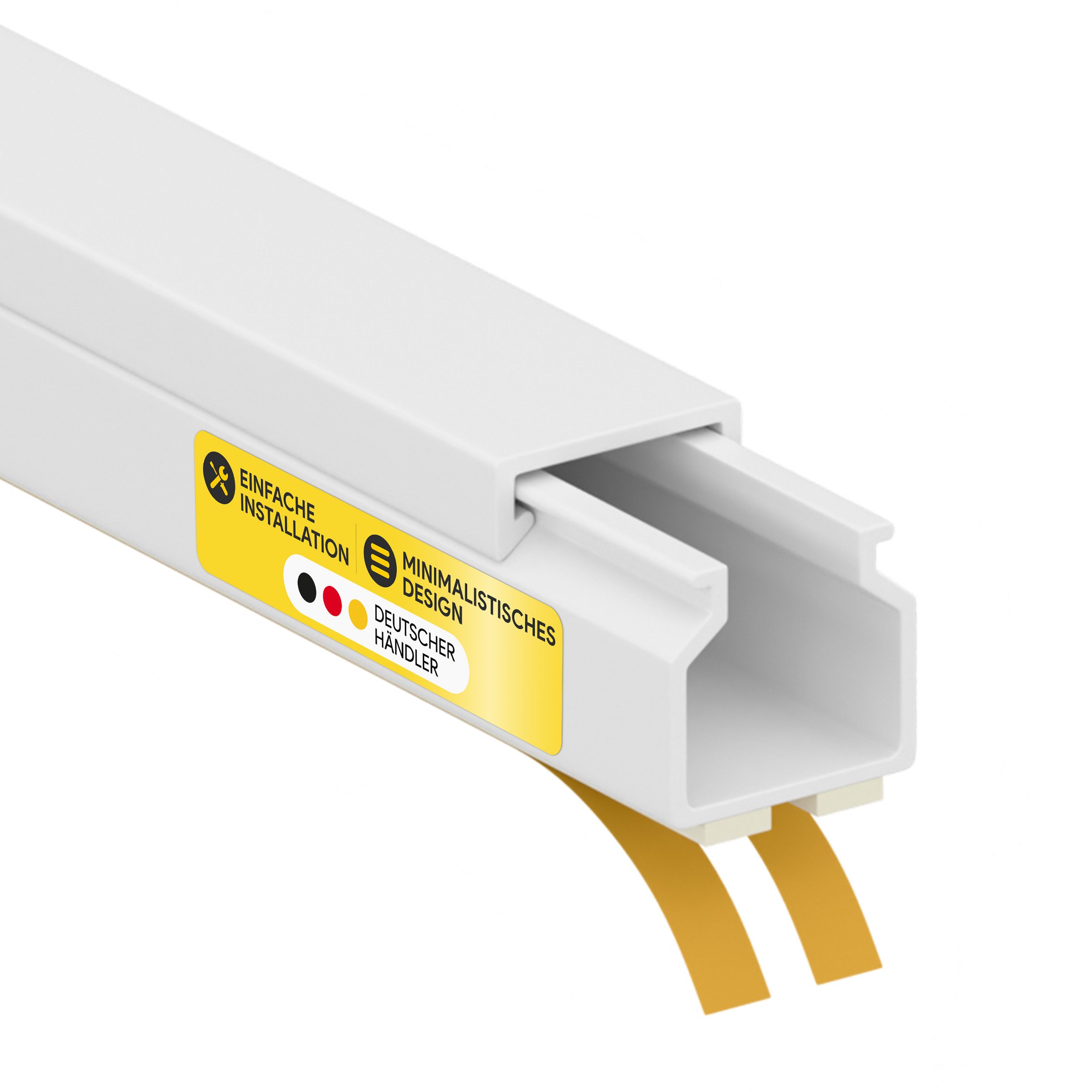 tktrading24 Kabelkanal Kabelleiste aus robustem PVC weiß Selbstklebend 2m - diversen Größen