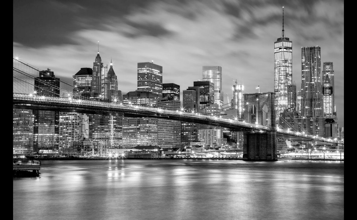 Papermoon Fototapete Schwarz Brooklyn Bridge & Weiß