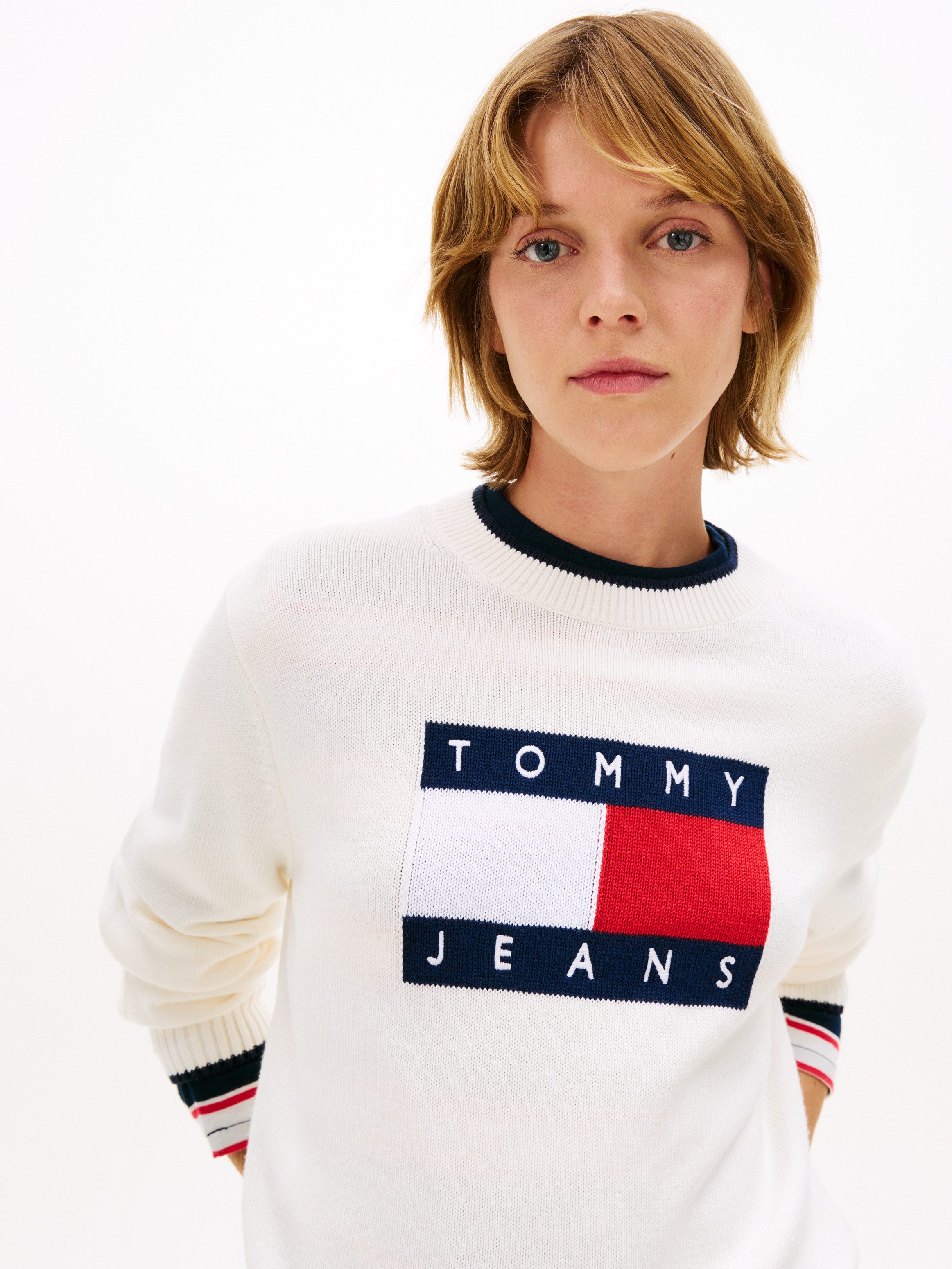 Tommy Jeans Strickpullover TJW TIPPING FLAG SWEATER EXT günstig online kaufen