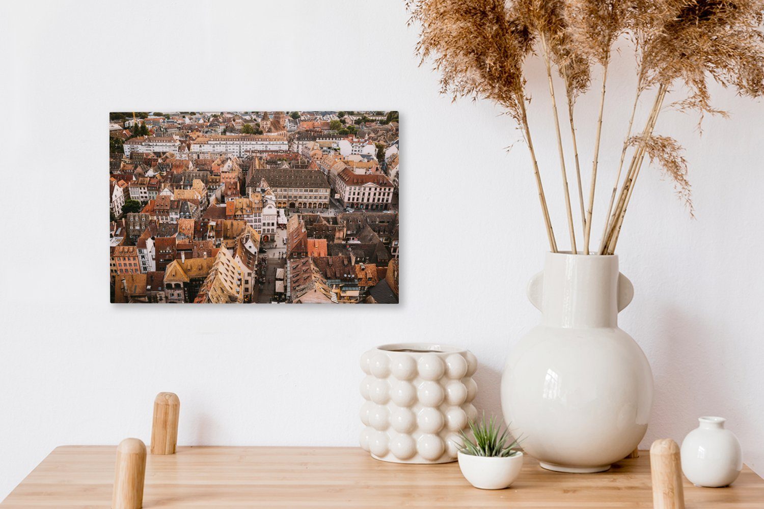 Wandbild 30x20 Leinwandbilder, Stadt Leinwandbild der cm französischen St), (1 Aufhängefertig, in Dächer Beeindruckende OneMillionCanvasses® Wanddeko, Straßburg,