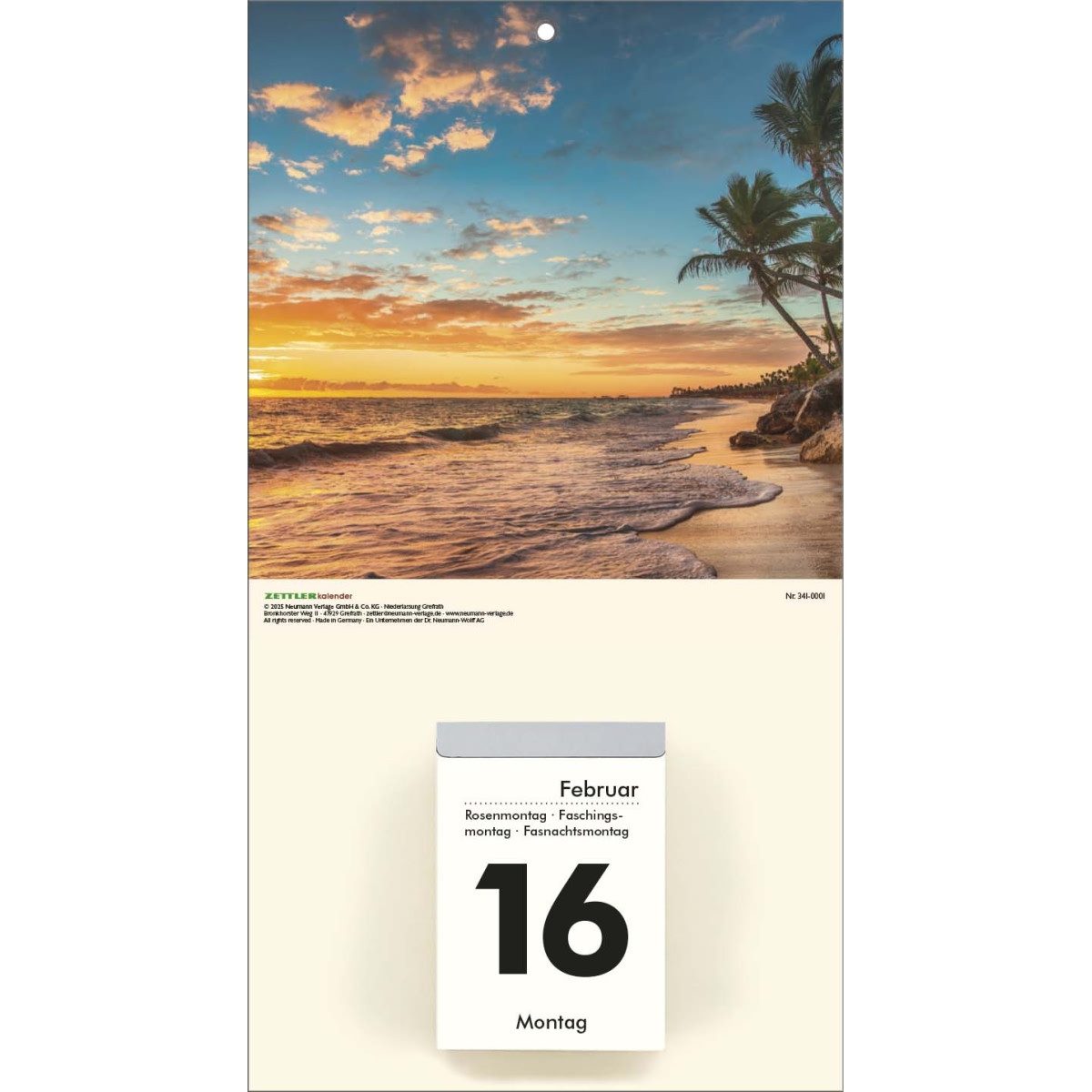 ZETTLER Abreißkalender Kalenderrückwand 18x33cm für Typ 302 / 304 / 305 / 312 Natur sortiert