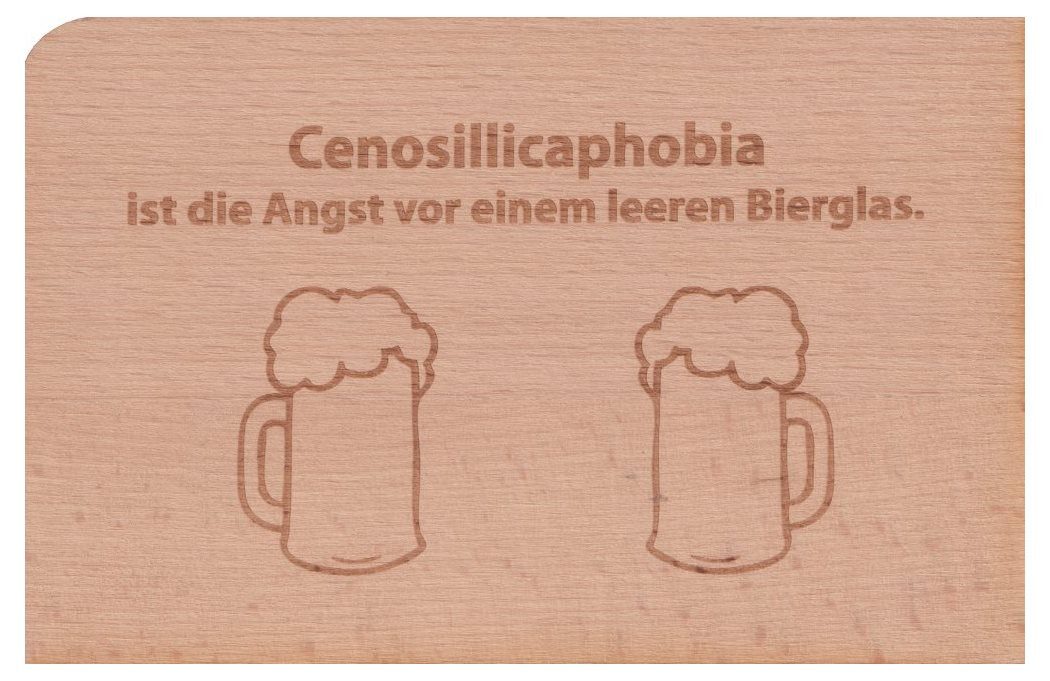 holzpost GmbH Postkarte Holzpostkarte "Cenosillicaphobia ist die Angst vor einem leeren B ..."