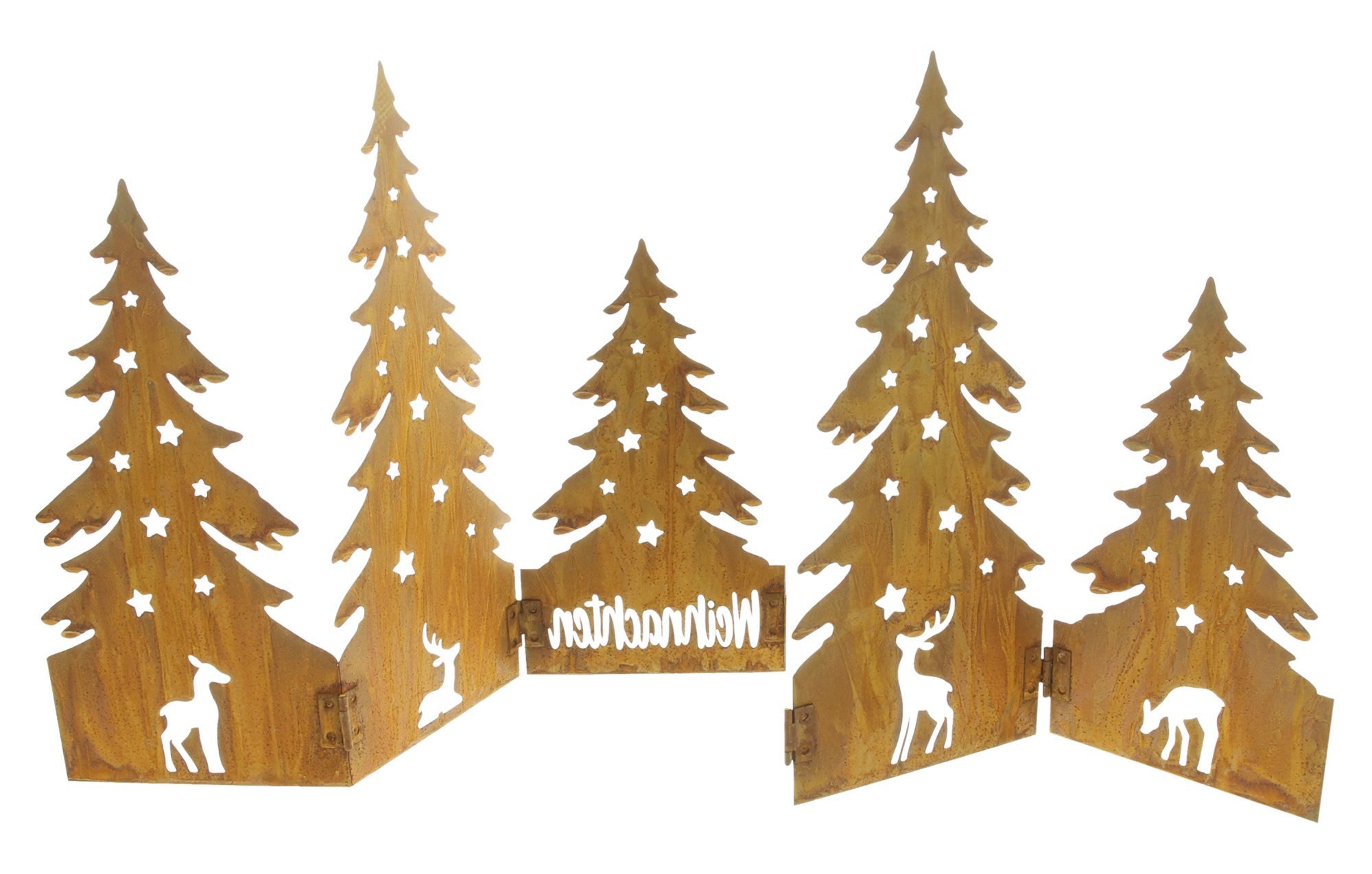 Dekoleidenschaft Dekofigur Winterwald "Frohe Weihnachten" aus Metall mit Echtrost, 79x30 cm, Metalldeko, Rostdeko, Weihnachtsdeko