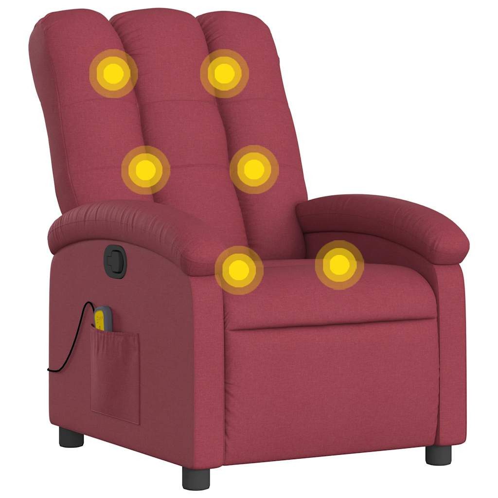 vidaXL Sessel Massage-Relaxsessel, weinroter Stoff (1-St)