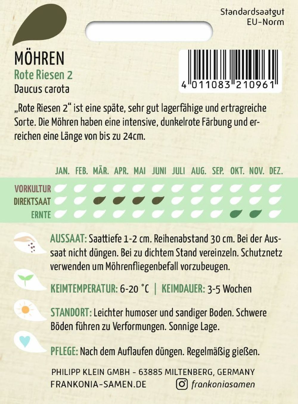 FRANKONIA Gemüsesamen Möhre, Rote Riesen 2 - Möhren-Samen Saatgut Samen, Da günstig online kaufen