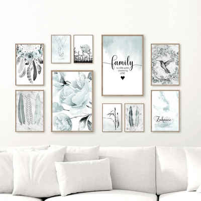 homestyle-accessoires Poster Wandbild Poster LOVE MAKES A HOUSE A HOME DIN A3/A4/A5, (10 St), Ohne Bilderrahmen