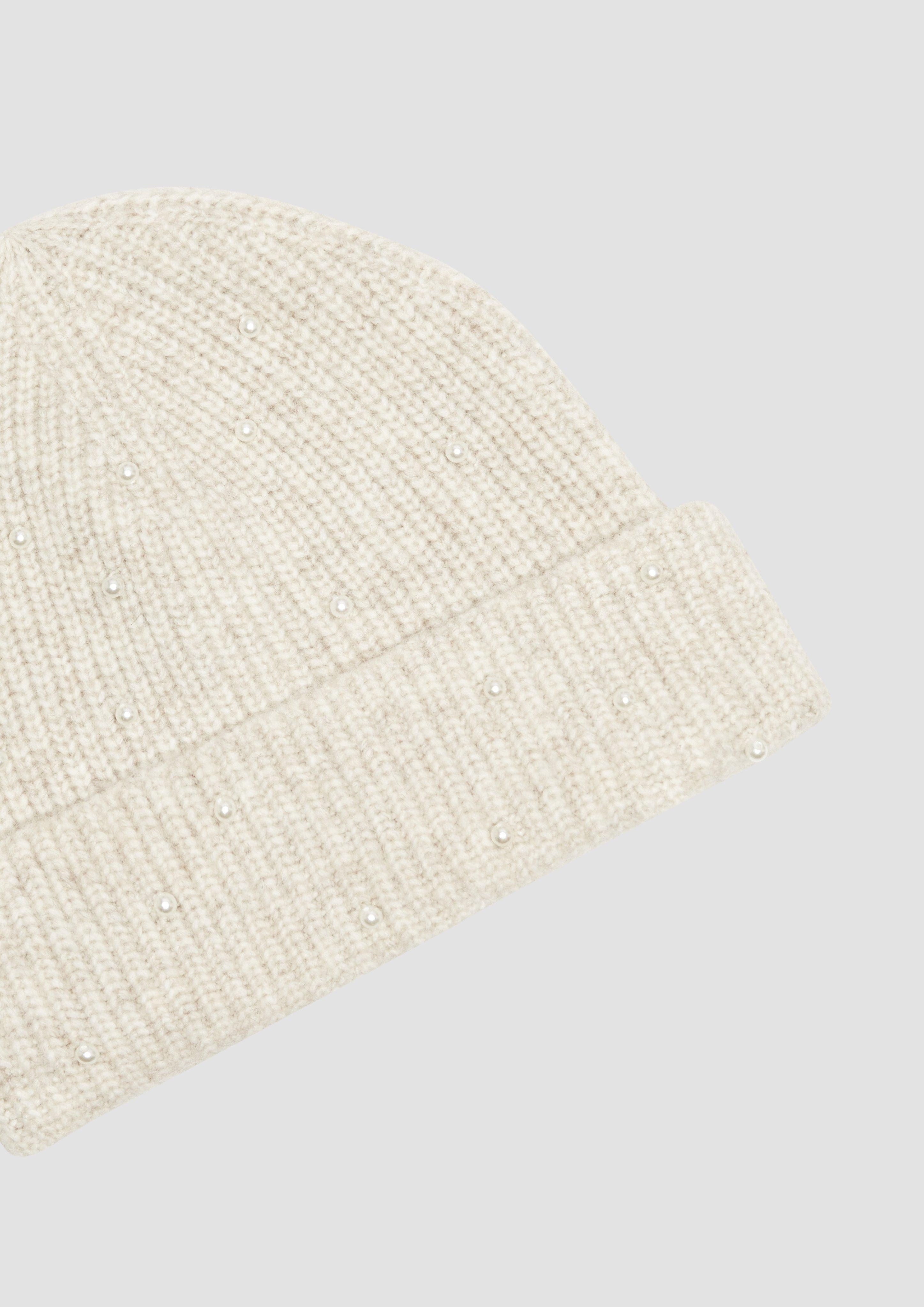 s.Oliver Strickmütze Gestrickte Beanie mit Schmuckperlen günstig online kaufen