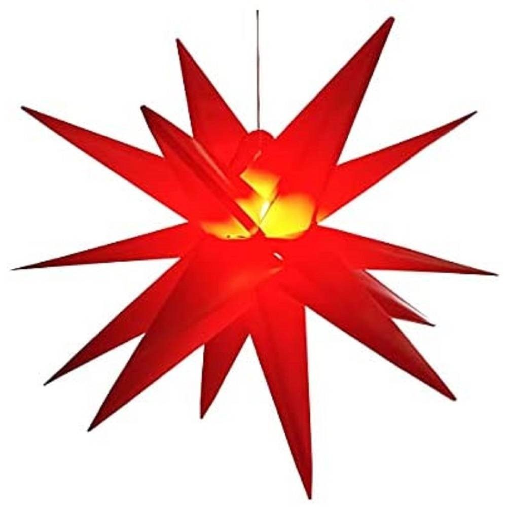 Star-Max LED Stern 34085 LED Kunststoffstern rot 58cm Trafo inkl. 6/18h Timer IP44 außen