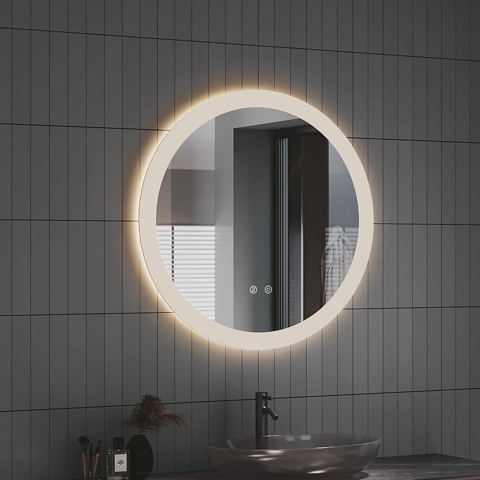 IMPTS Badspiegel Badezimmer Bad Wandspiegel mit LED Beleuchtung Beschlagfrei Dimmbar (Packung, Speicherfunktion, Beschlagfrei, Touch-Schalter, Energiesparend), Anti-Beschlag Memory Funktion Neutralweiß Horizontal/Vertikal Montage