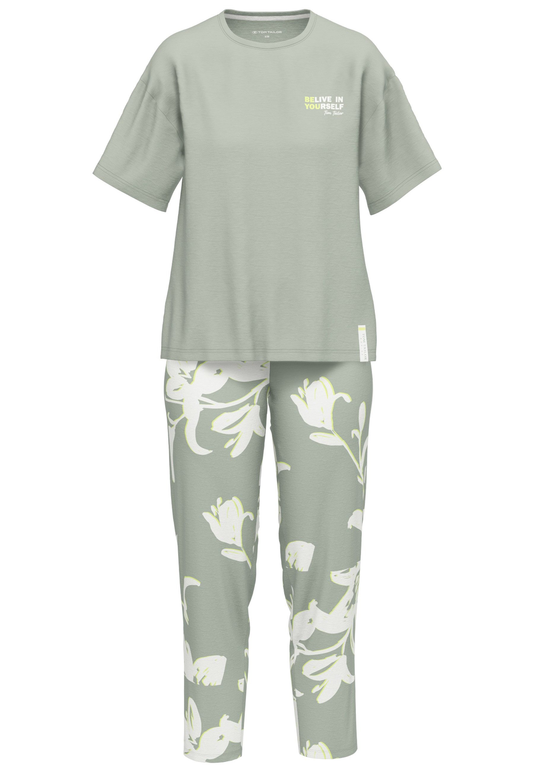 TOM TAILOR Capri-Pyjama Kenmare (2 tlg) mit Muster, Kurzarm, Rundhalsaussch günstig online kaufen