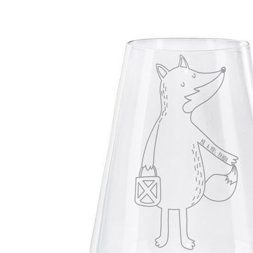 Mr. & Mrs. Panda Weißweinglas Fuchs Laterne - Transparent - Geschenk, Hochwertige Weinaccessoires, Premium Glas, Alltagstauglich & robust