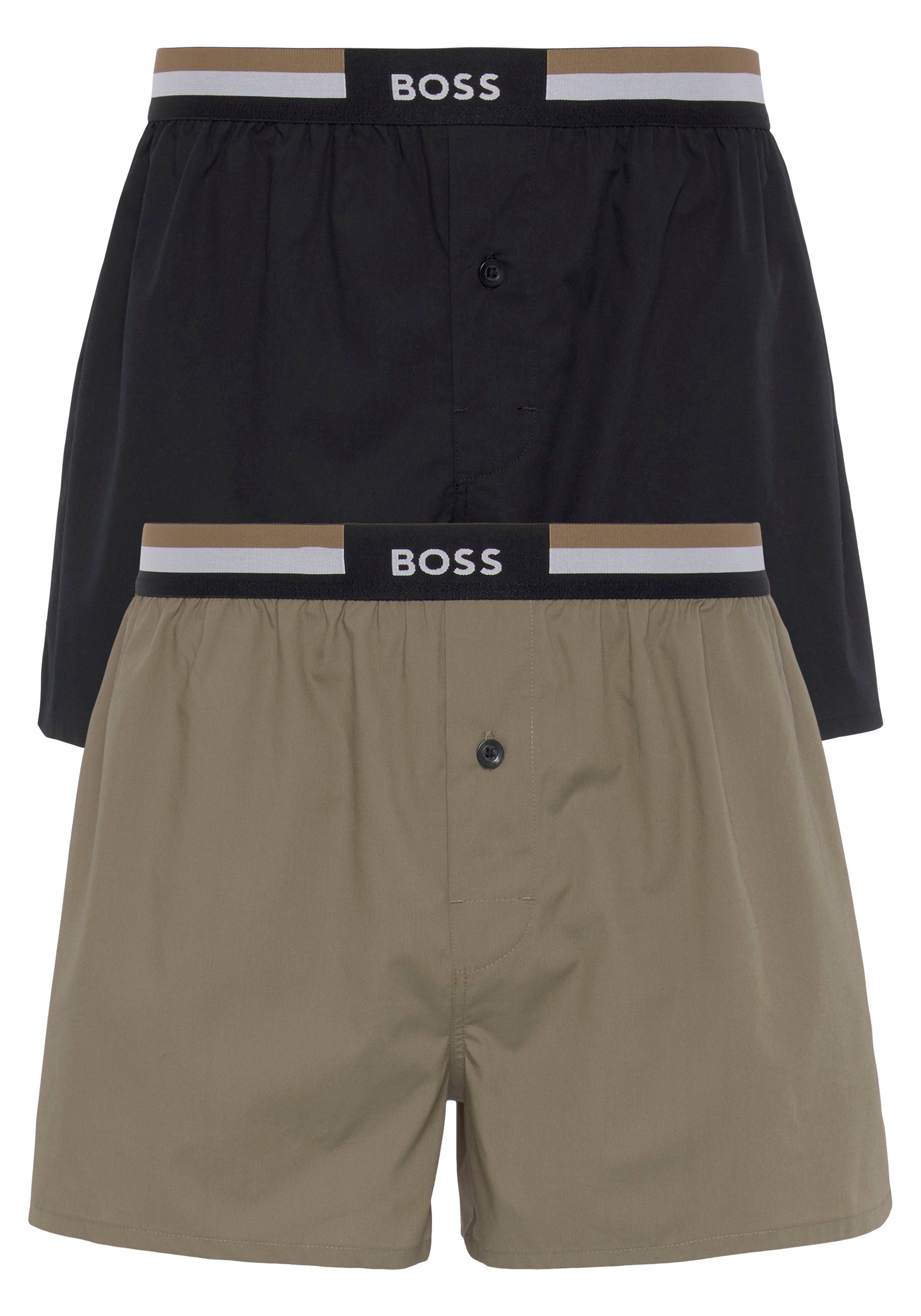 BOSS Boxershorts 2P Boxer Shorts EW (Packung, 2-St) mit Knopfverschluss Light/Pastel_Green