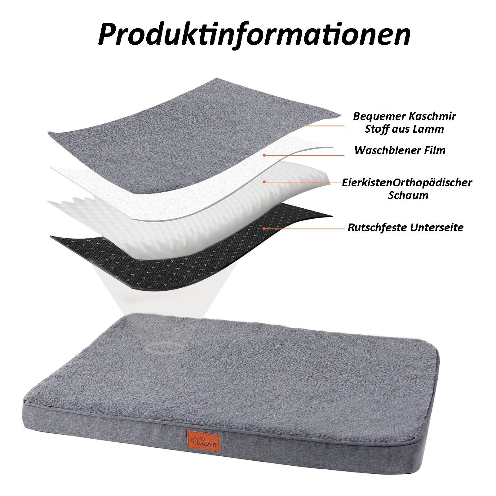 CALIYO Tierkissen Orthopädisches Hundebett Grosse Hunde - Hundekissen flauschig, Cozy Flannel Fleece Fabric/ Washable Inner Film/ Egg Crate orthopedic Foam/ Non – Bild 5 von 5