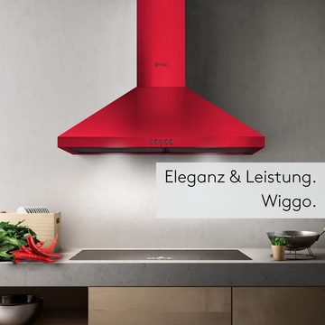 wiggo Wandhaube Dunstabzugshaube 60cm - rot, Abluft oder Umluft mit LED-Beleuchtung & 3 Leistungsstufen