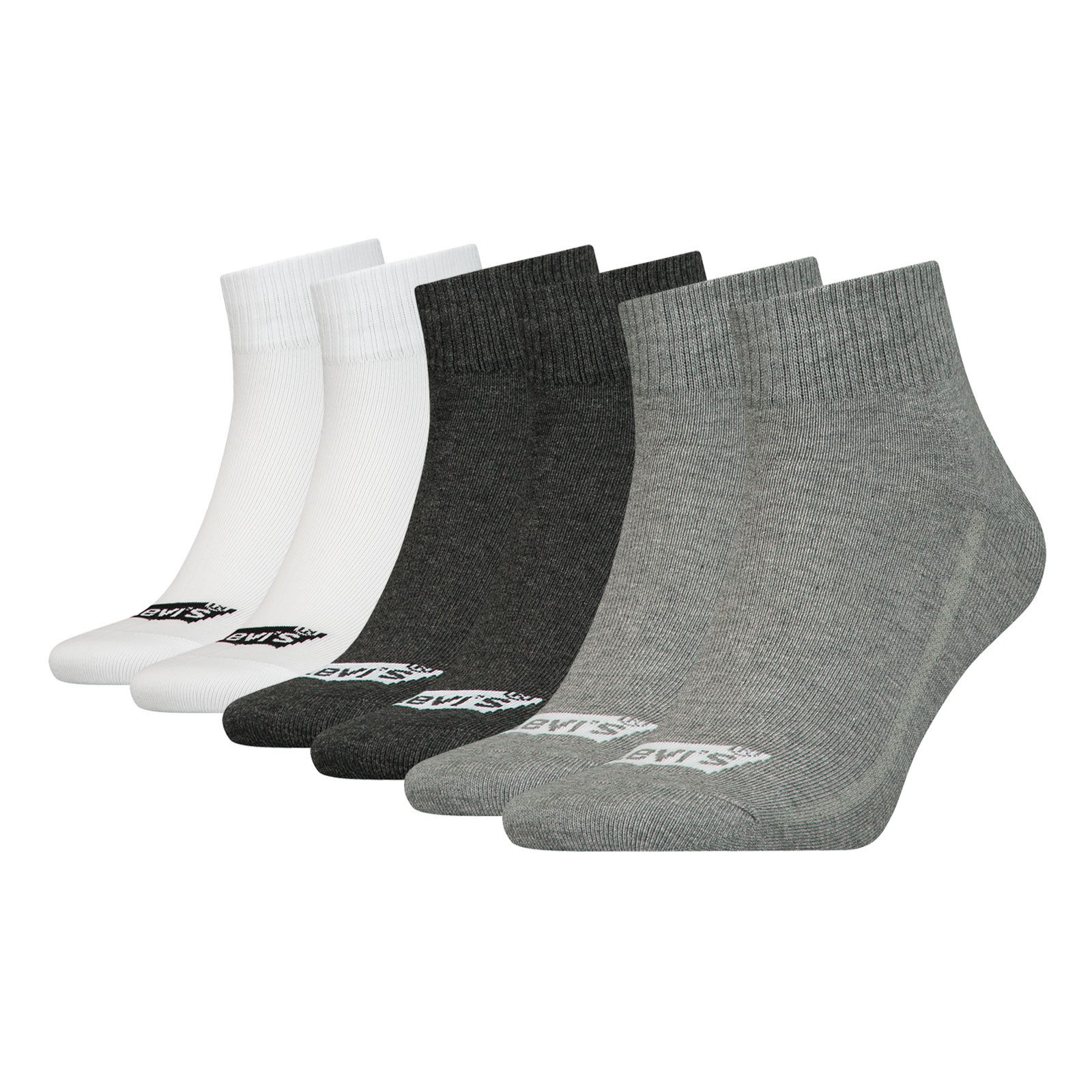 Levi's® Kurzsocken Mid Cut Batwing Logo Socks (3-Paar) mit seitlichen Belüftungslinien