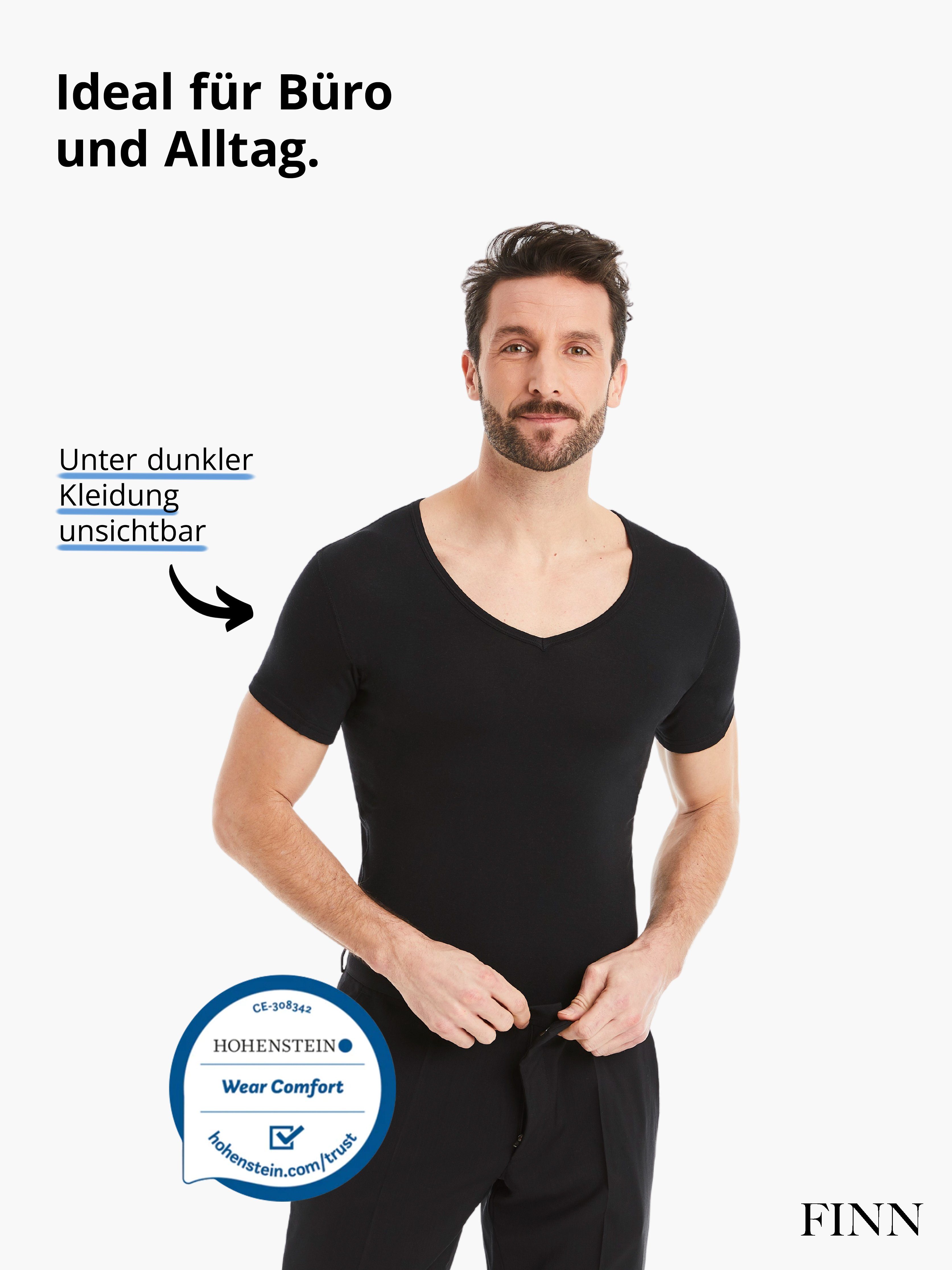 FINN Design Unterhemd Business Unterziehshirt Herren Kurzarm mit V-Ausschnitt Das perfekte T-Shirt für Männer unter Hemd und Anzug