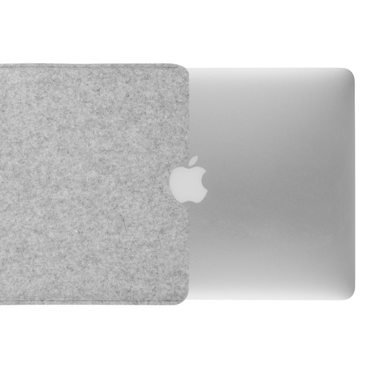 CoverKingz Laptoptasche Hülle für Apple MacBook Air 13,6" (M2) Handmade Filz Tasche Case, 100% Schurwolle, Made in Germany Hellgrau