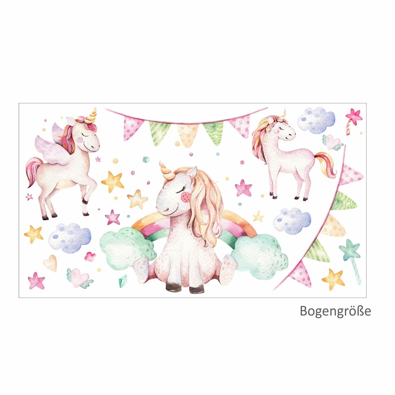 nikima Wandtattoo 074 Wandtattoo Einhorn pastell - 750 x 420 mm (PVC-Folie)
