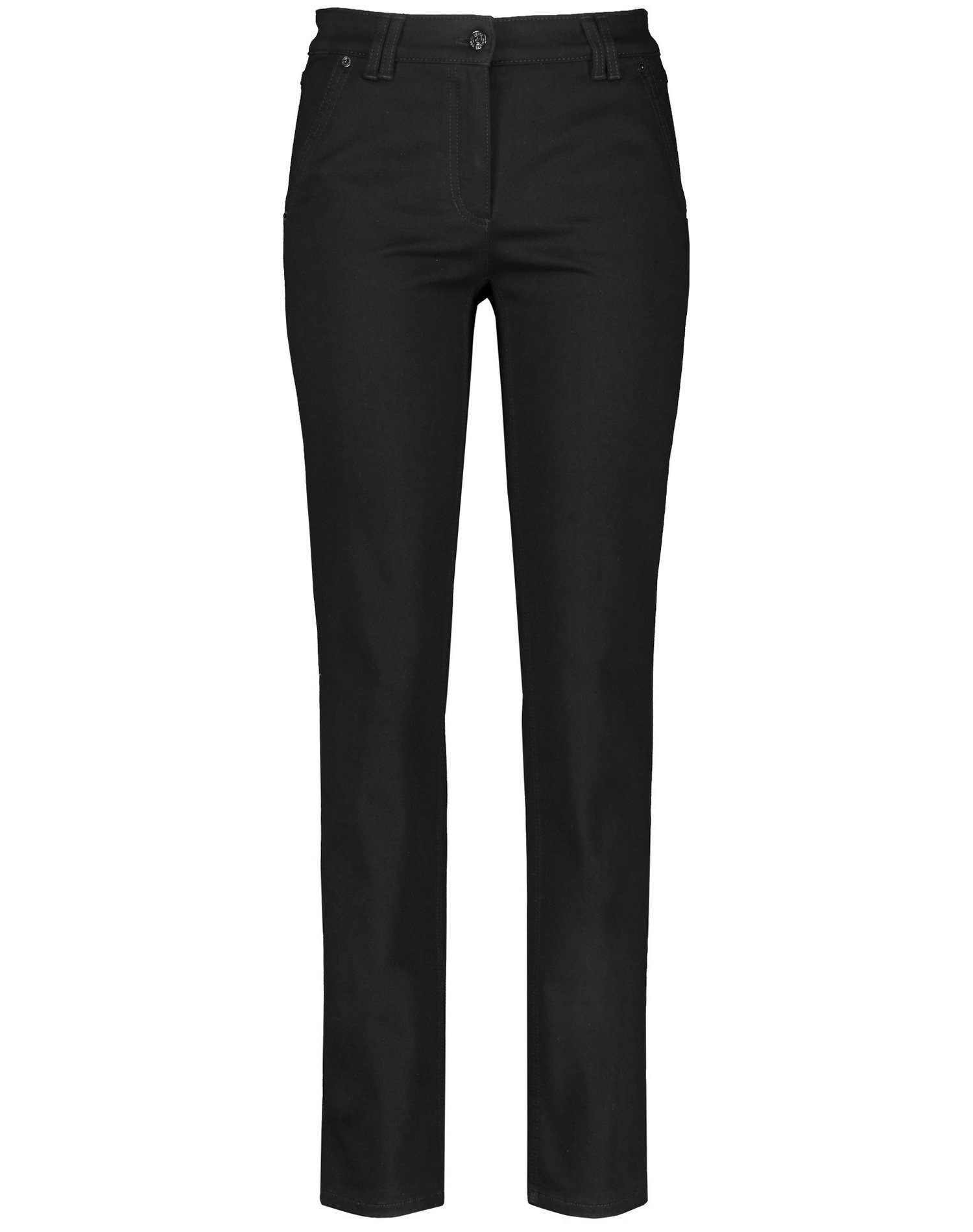 Damen Jeans GERRY WEBER Stretch-Jeans Hose mit Steinchenzier StraightFit Organc Cotton (1-tlg) 5-Pocket
