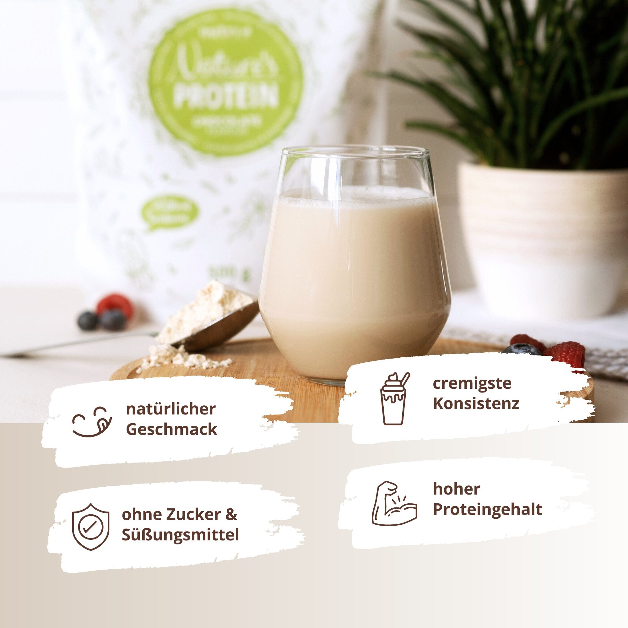 nutri+ Natures Protein - Eiweißpulver ohne Süßstoff Pulver, 1 er