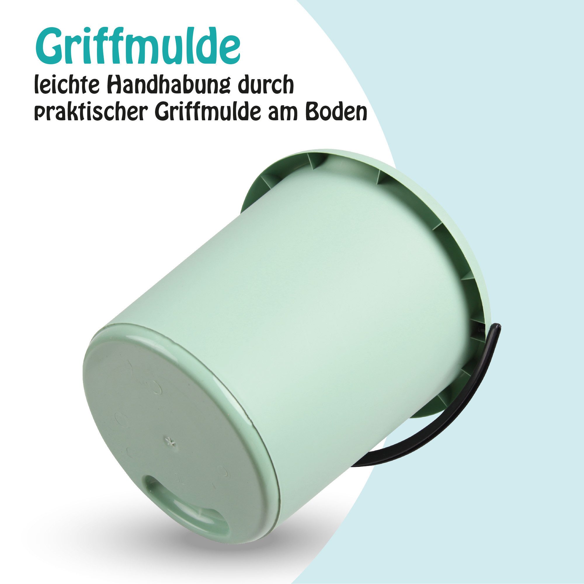 ProHome Putzeimer Kunststoff-Eimer, (3er Set), Haushaltseimer, 5 Liter, Eimer BPA-frei, Made in EU