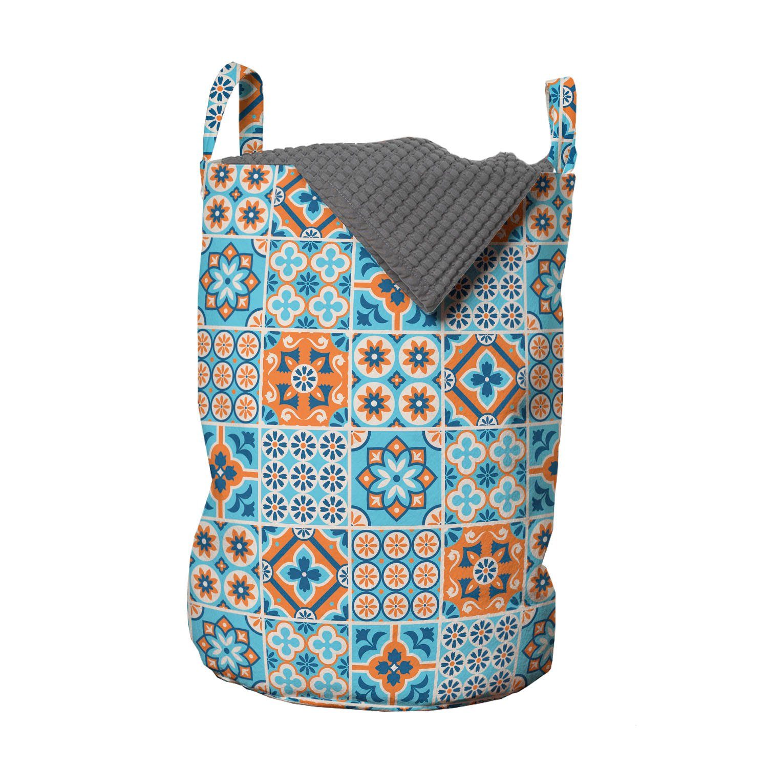 Abakuhaus Wäschesäckchen Wäschekorb mit Griffen Kordelzugverschluss für Waschsalons, marokkanisch Ornament