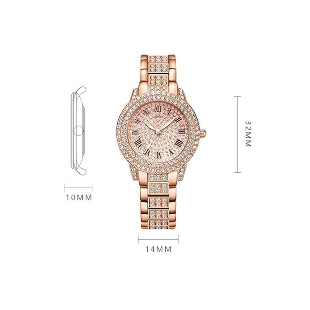 Taffstyle Quarzuhr Damen Kristall Armbanduhr Mädchen Uhr mit römischen Ziffern, (Edle Armbanduhr mit funkelnden Steinen in Gold, Silber oder Roségold erhältlich - Geschenkidee)