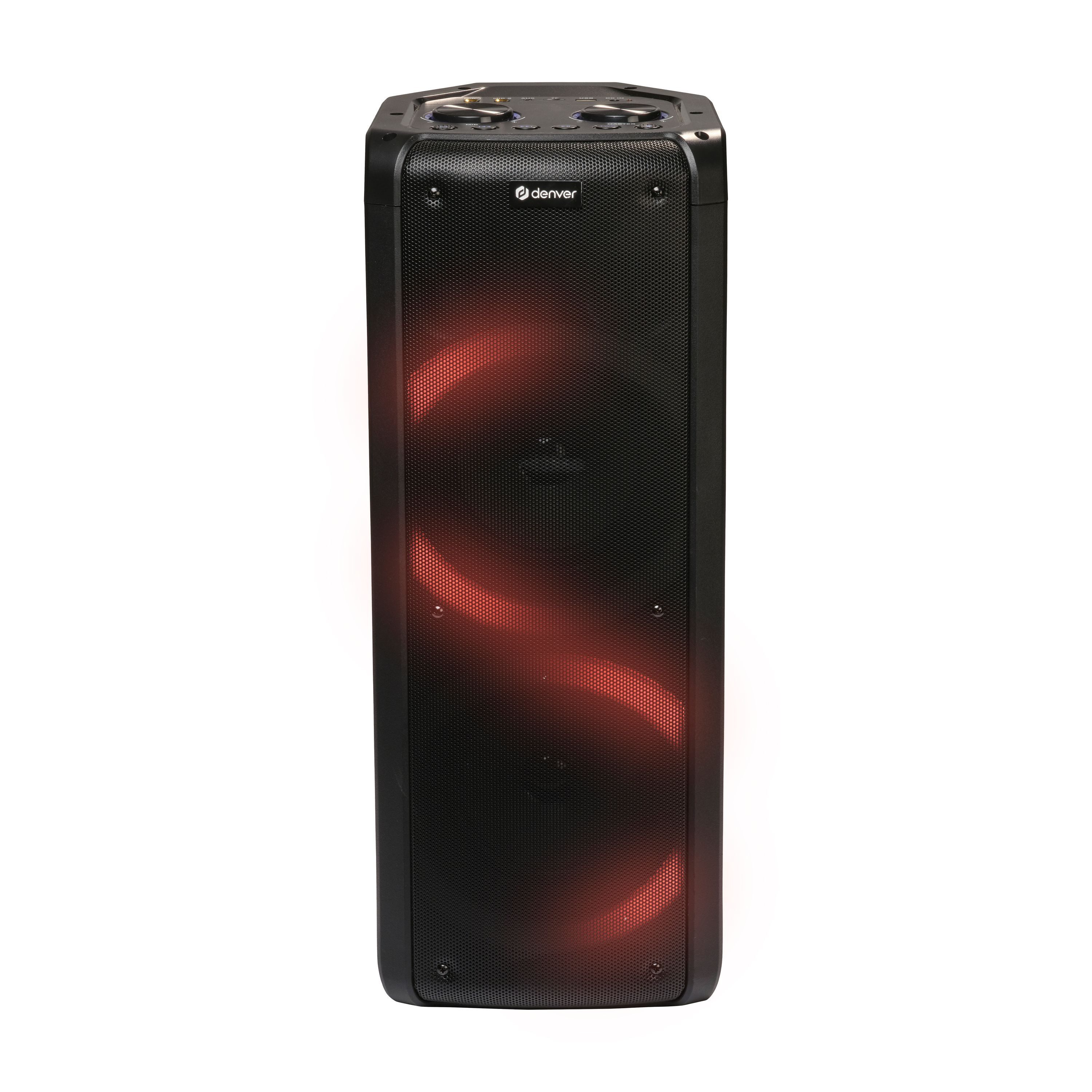 Denver BPS-352 Party-Lautsprecher (Bluetooth, 300 W, Karaoke mit 2 Mikrofoneingängen, TWS-Funktion, Lichteffekte (7 Modi)