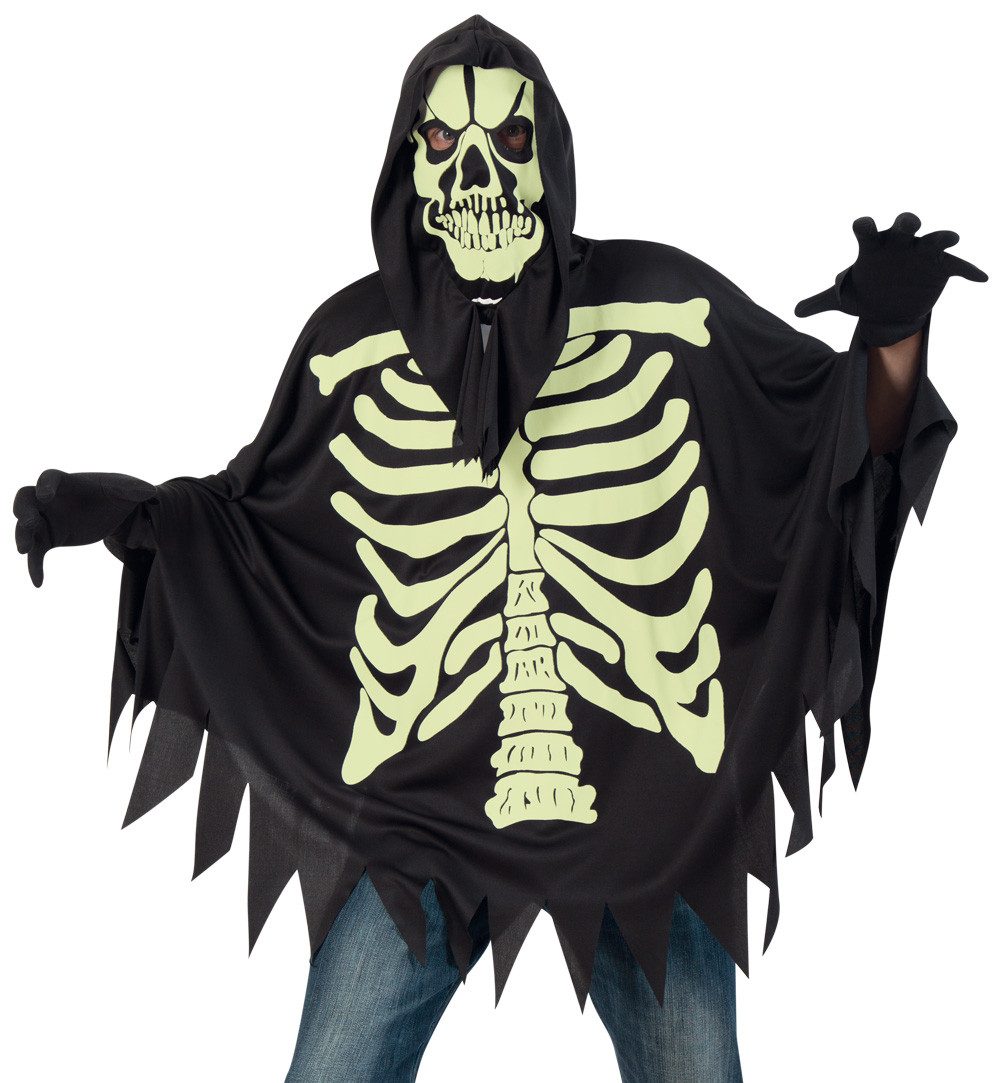 Zombie-Kostüm Umhang Skelett Nachtleuchtend Universal passend Halloween Karneval
