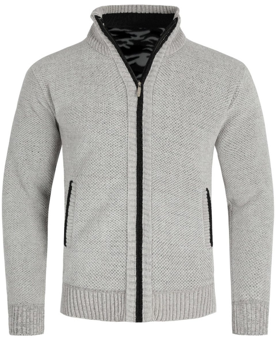 Allthemen Cardigan mit Stehkragen Uni Grobstrick günstig online kaufen