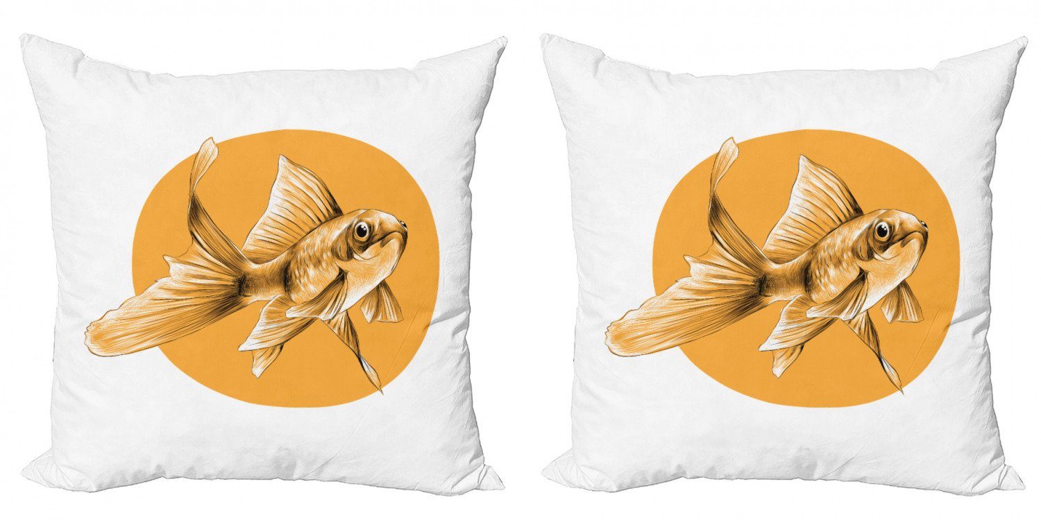 Kissenbezüge Modern Accent Doppelseitiger Digitaldruck, Abakuhaus (2 Stück), Goldfisch Flüchtige Grafik-orange Punkt