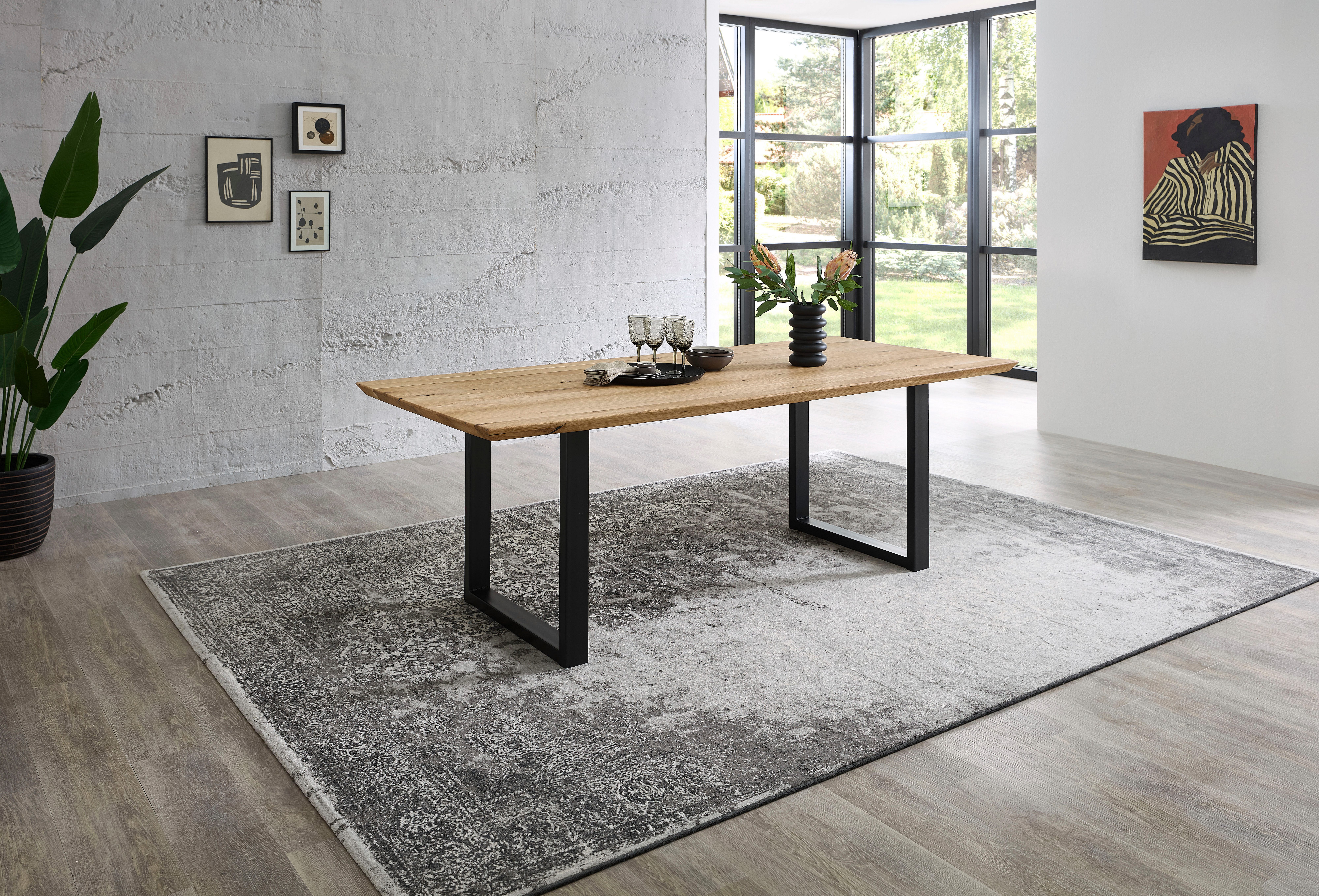 Stolkom Sp.z.o.o. Esstisch Bennet, Eiche Massivholz, Tisch mit Schweizer Ka günstig online kaufen