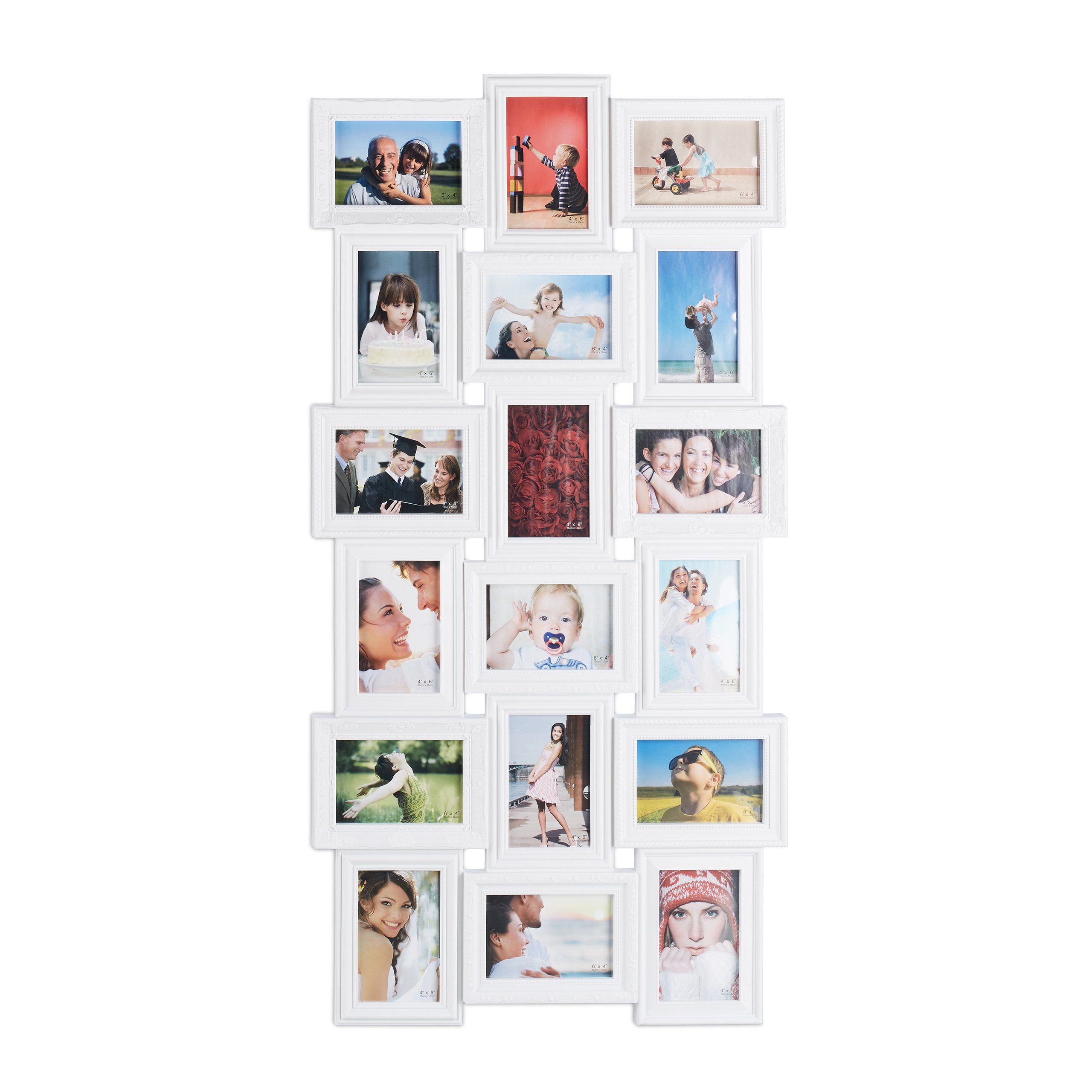 relaxdays Staffelbilderrahmen Bilderrahmen Collagen 18 Bilder, weiß günstig online kaufen