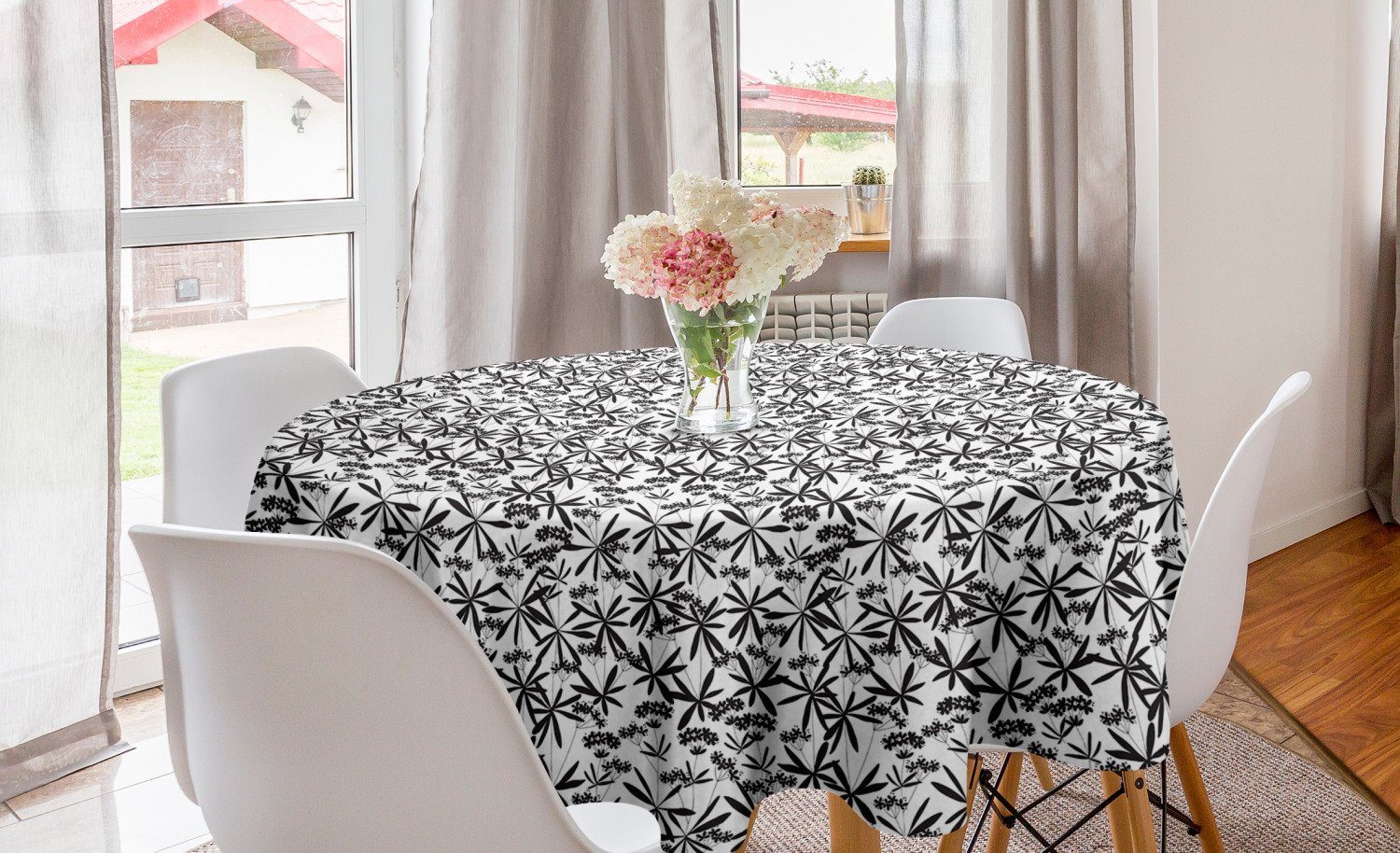 Dekoration, Tischdecke Tischdecke für Kreis Blumen Abdeckung gewonnen Blühender Küche Folge Abakuhaus Esszimmer Garten