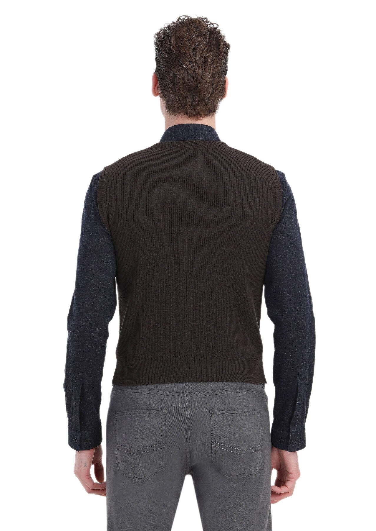 RAMSEY Jeansjacke Strickweste in schlichter Webart