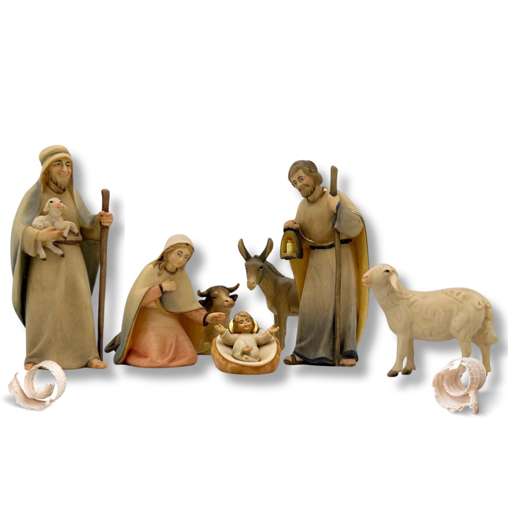 Krippe Licht Krippenfiguren aus Holz: 7-teiliges Set
