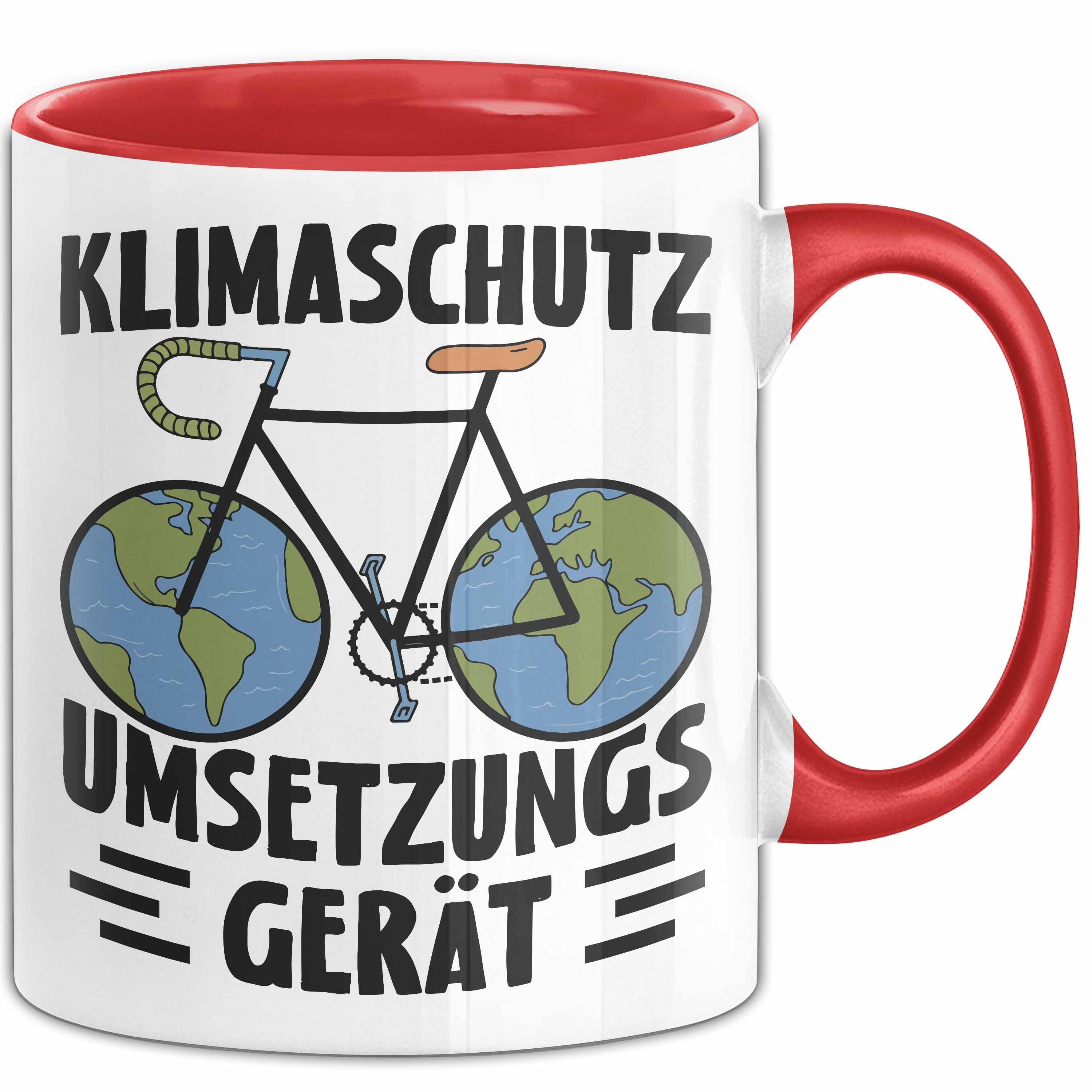 Trendation Tasse Fahrradfahrer Tasse Geschenk Klimaschutz Umsetzungsgerät Geschenkide