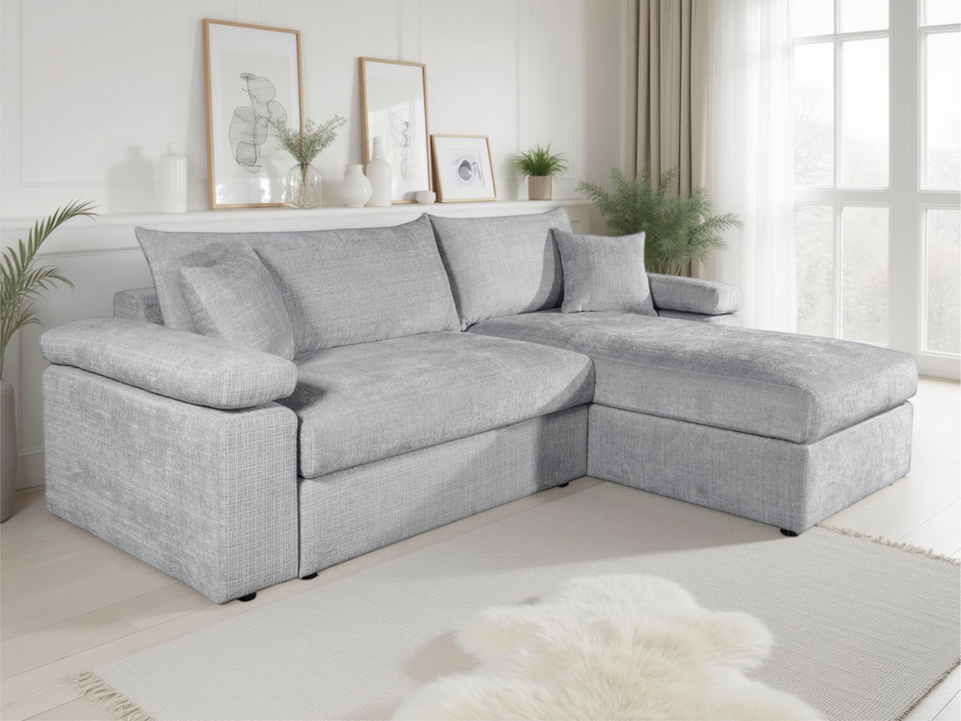 OTTO home Ecksofa Cosy L-Form, B: 234 cm, Sitzaufbau im Sandwich-Federkern, 2 Zierkissen, Mega-Sofa, Cord oder Struktur weich, Kaltschaumauflage