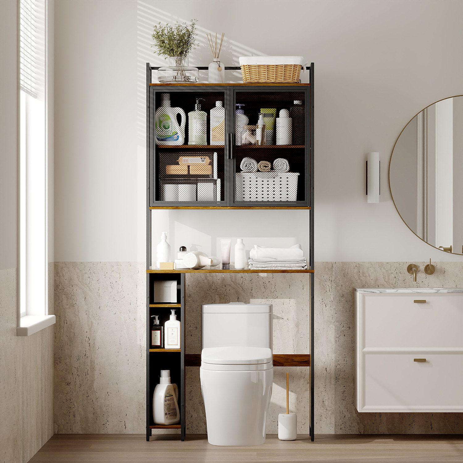 FUFU&GAGA Badmöbel-Set Badezimmerschrank über der Toilette günstig online kaufen