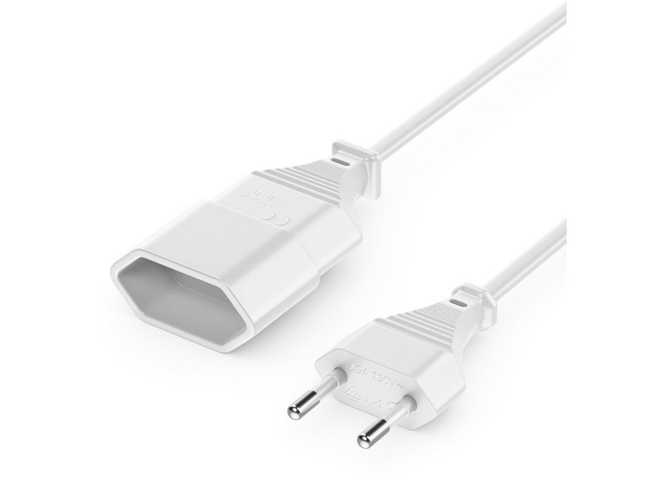 deleyCON deleyCON 5m Stromkabel Verlängerung Eurostecker auf Typ-C Euro Buchse Stromkabel