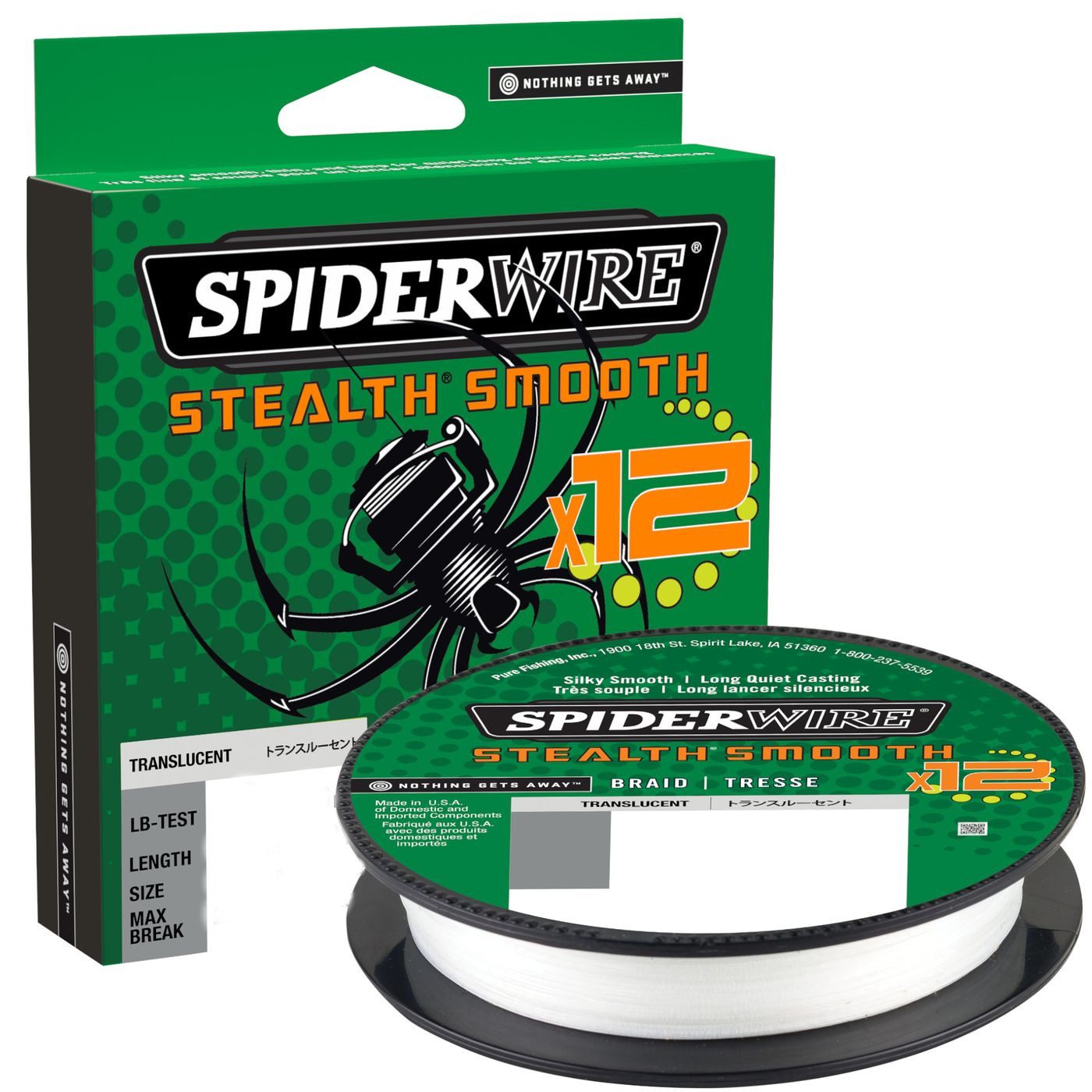 Spiderwire Angelschnur SpiderWire Stealth Smooth 12 Braid Translucent - 150m Angelschnur, 0.33 m Длина, 0.33 mm Fadendurchmesser, (150-St)