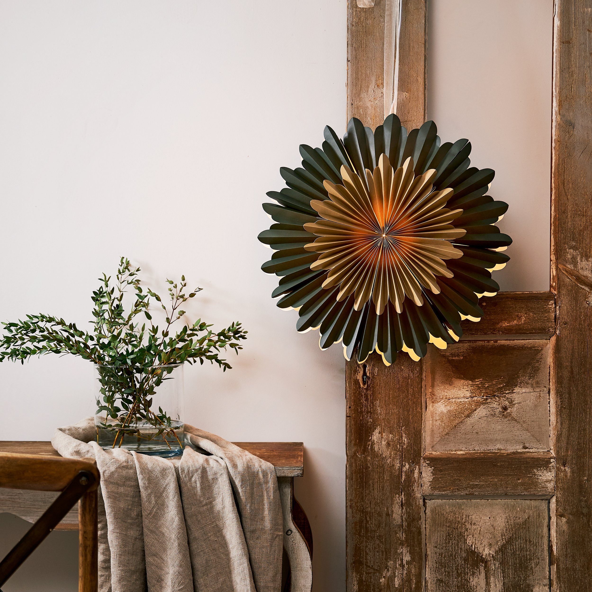 EGLO Papierstern Crystal, Weihnachtsstern für innen, Wand Deko Wohnzimmer, Ø 50 cm