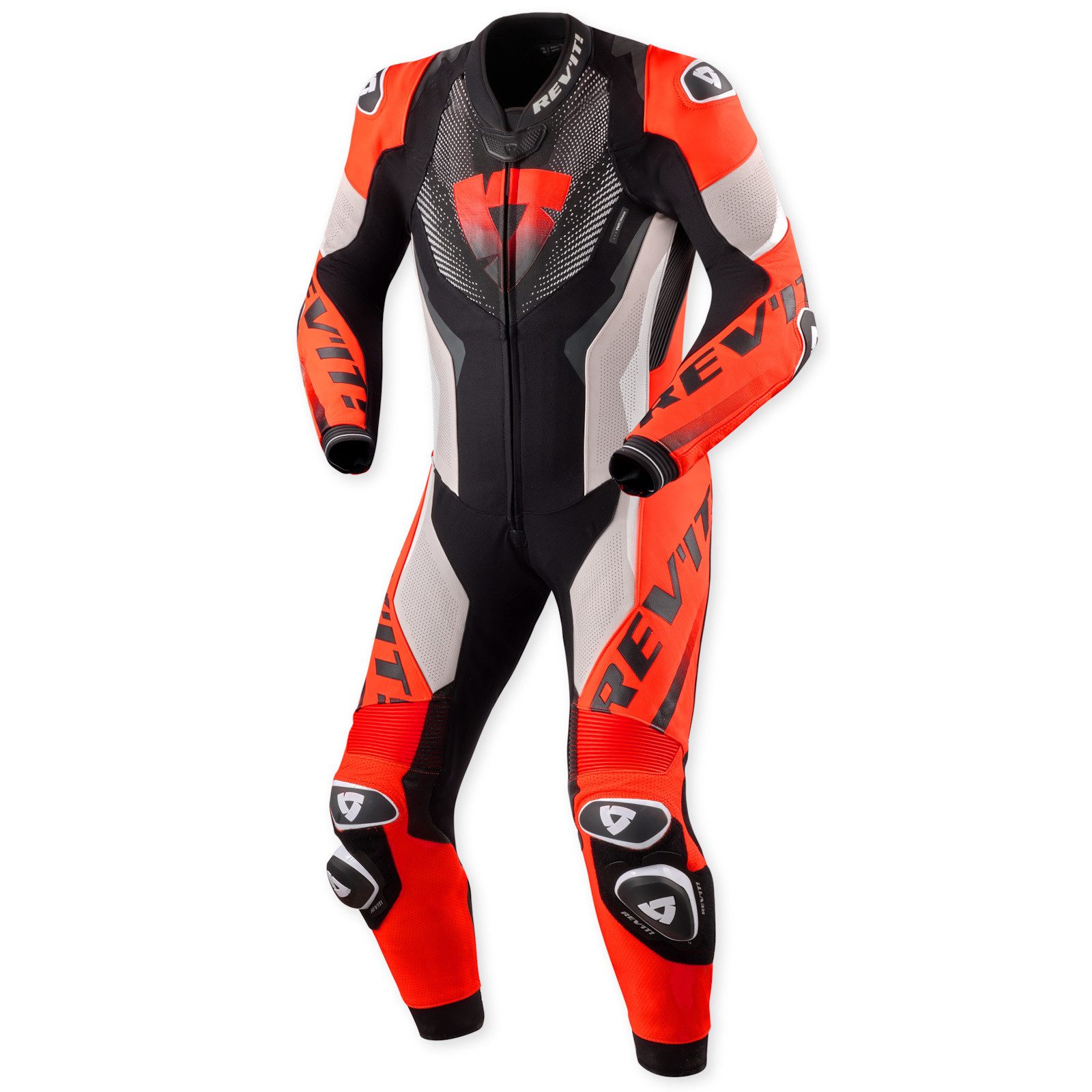 Revit Motorradkombi Revit Hyperspeed 3 Lederkombi 1tlg. Hellgrau / Neonrot