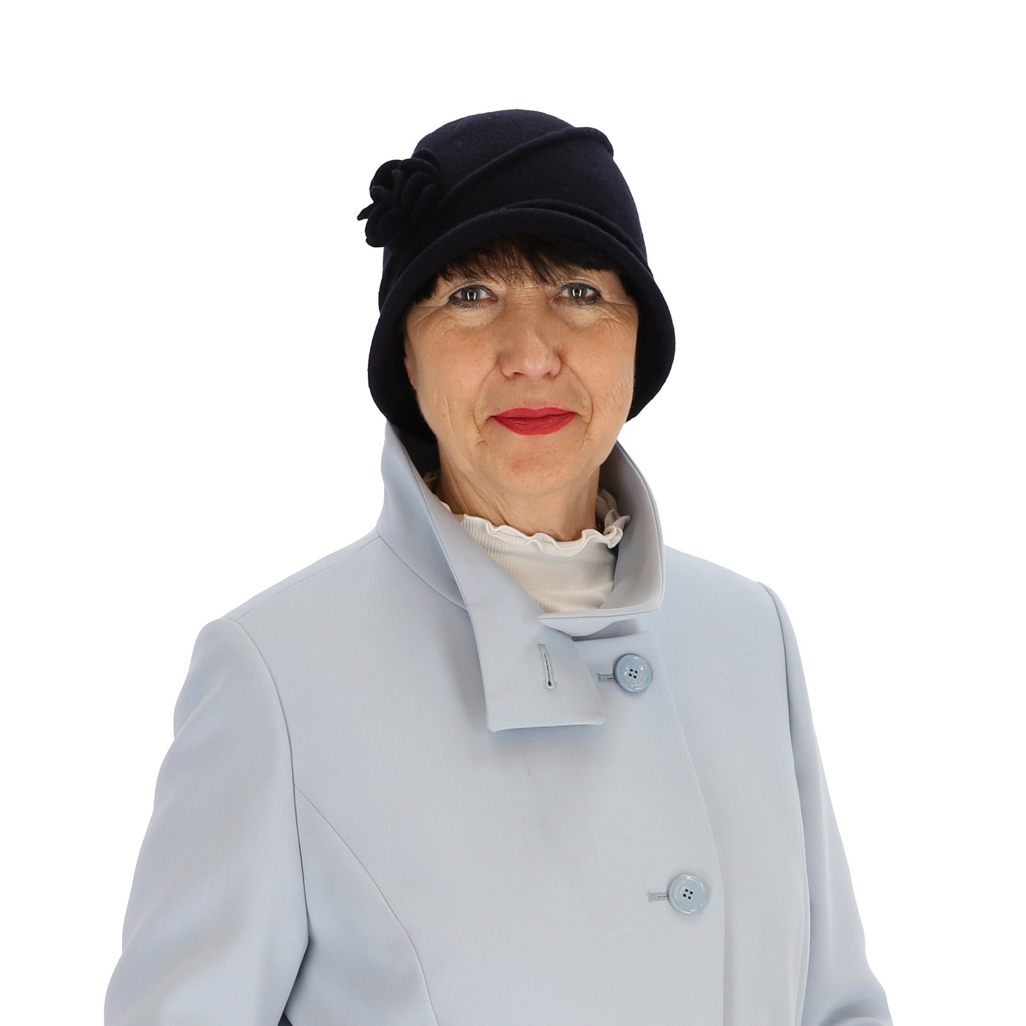 halsüberkopf Accessoires Filzhut Kappe Hut aus 100% Wolle mit Blumenapplika günstig online kaufen